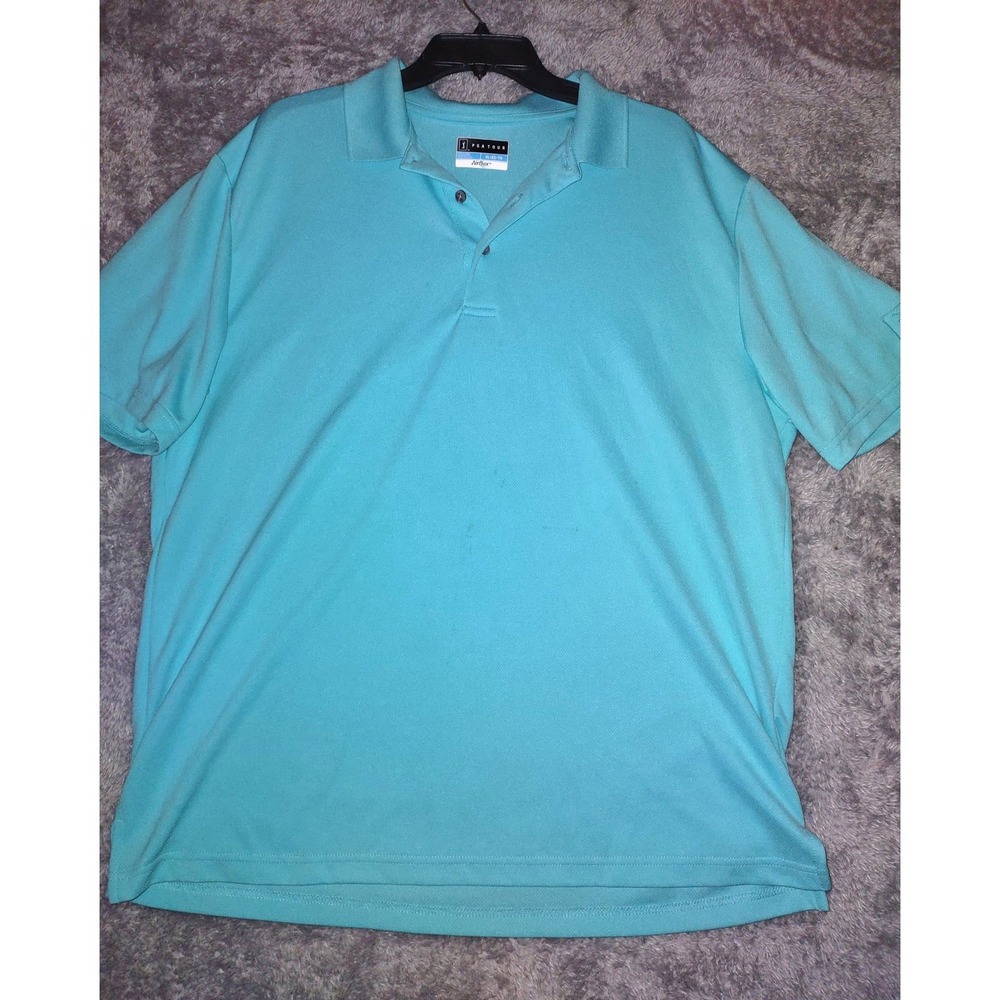 PGA TOUR Airflux Golf Polo‎ Shirt Moisture Wicking Short Sleeve Blue XL Athletic